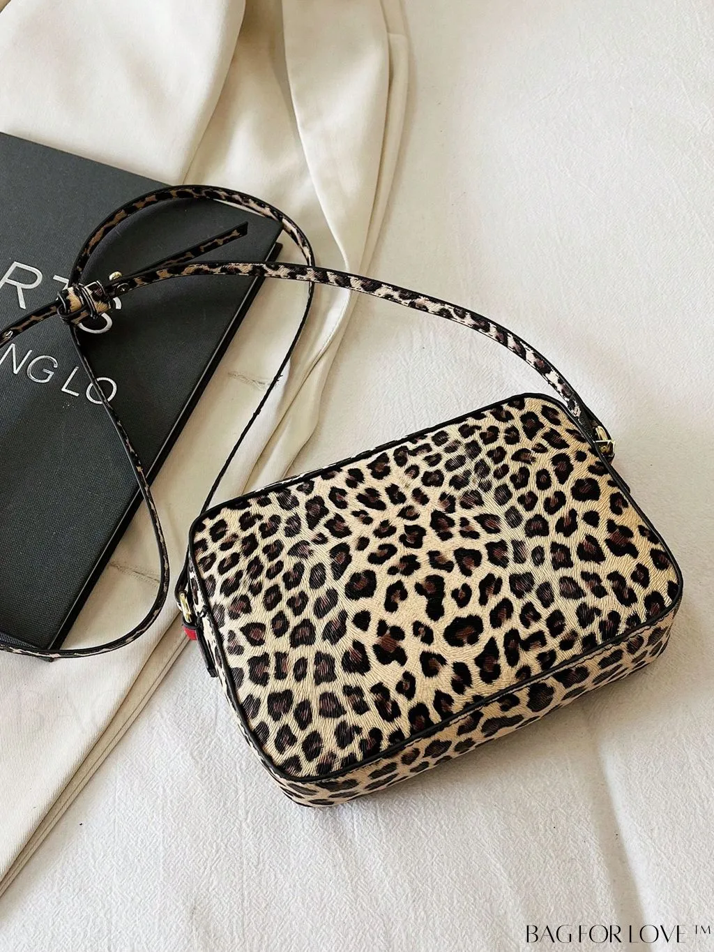 BagForLove - Leopard Print PU Square Bag with Zipper - Compact and Stylish