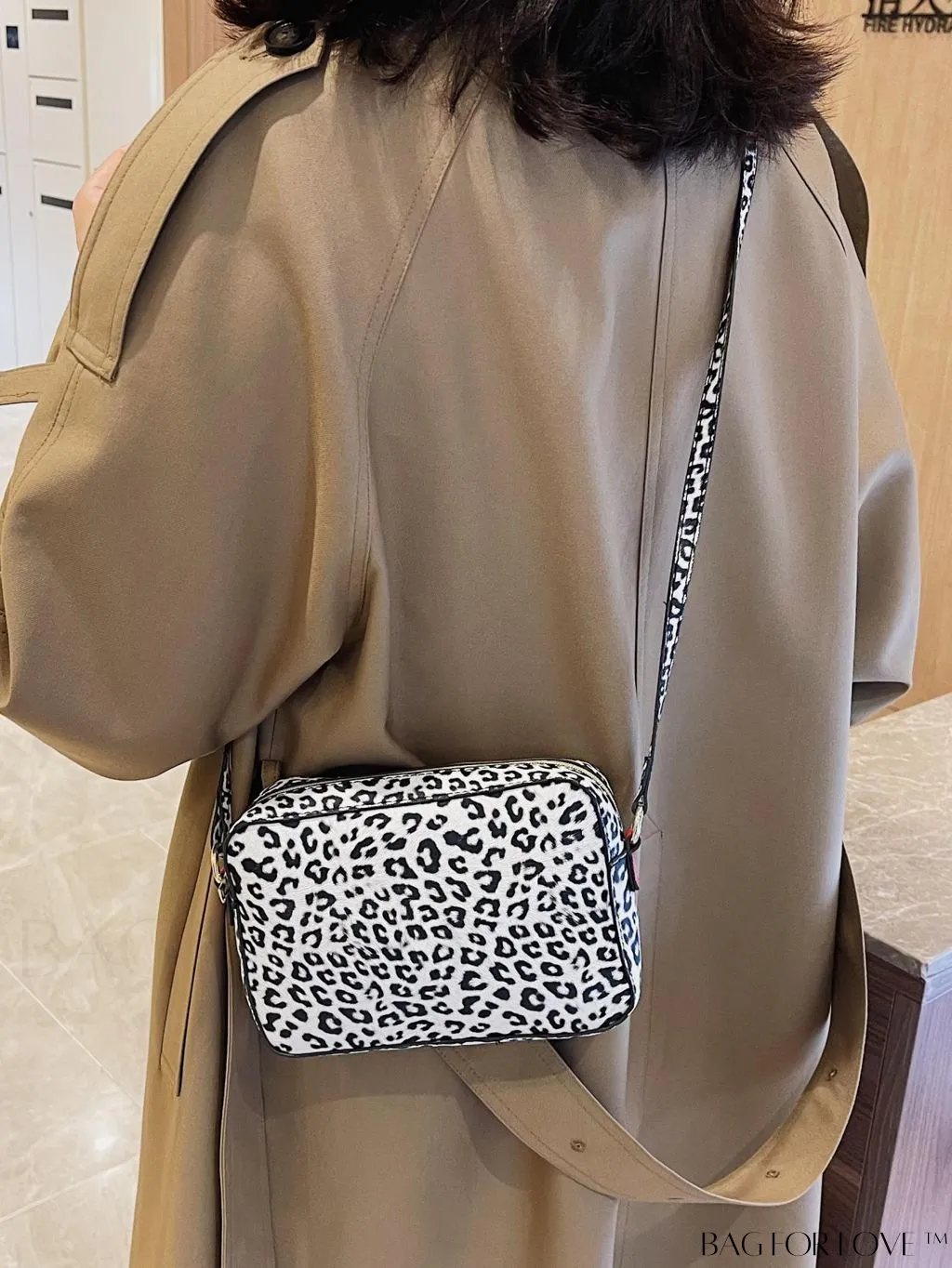 BagForLove - Leopard Print PU Square Bag with Zipper - Compact and Stylish