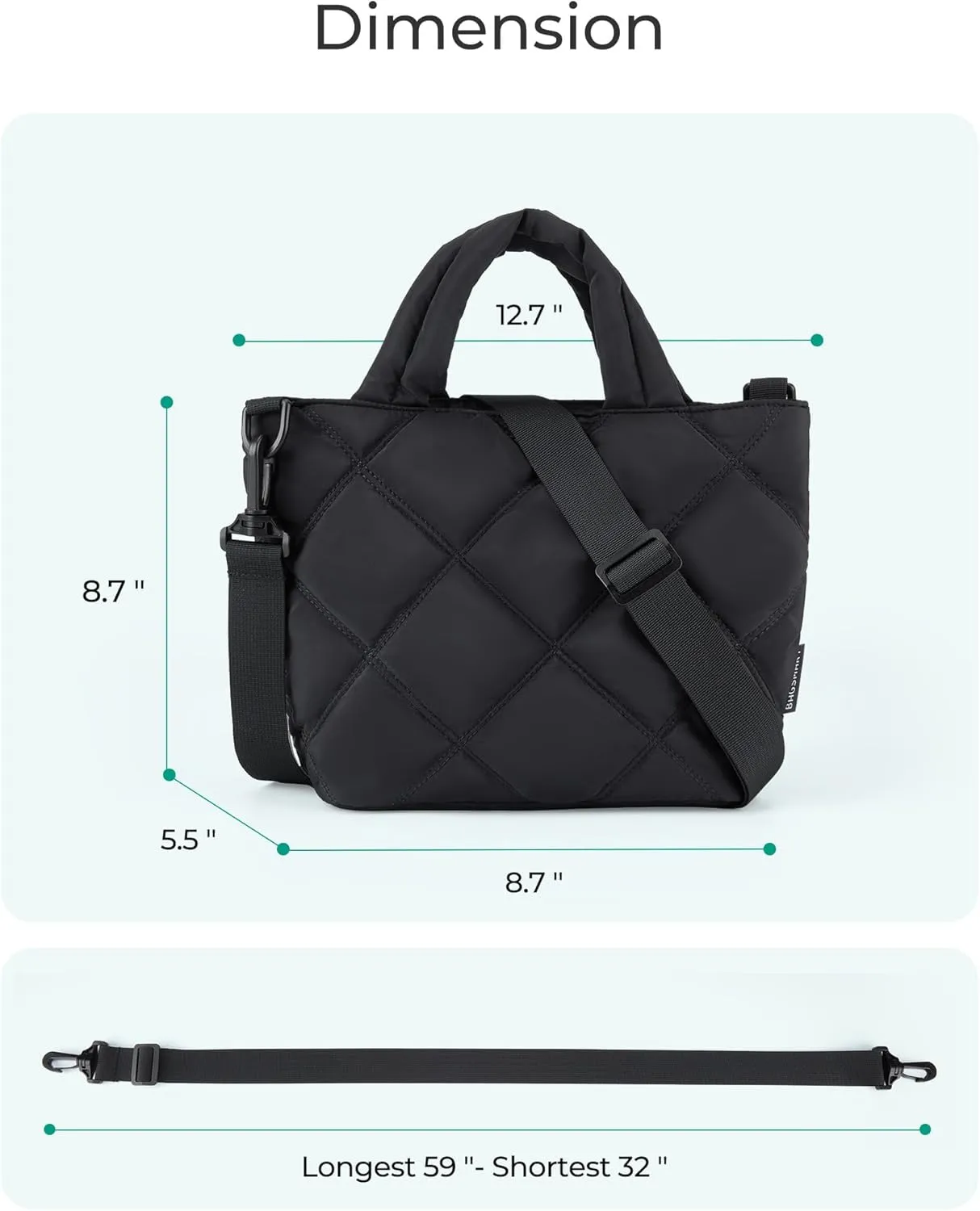 BAGSMART Crossbody Bags for Women, Quilted Grid Puffer Tote Handbag Shoulder Bag Small Purse