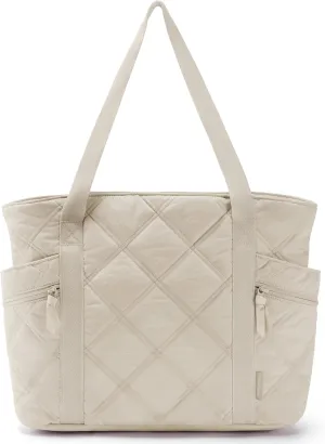 BAGSMART Tote Bag for Women, Puffer Work Tote with Zipper, Travel Essentials Quilted Nurse Travel Hospital Bag
