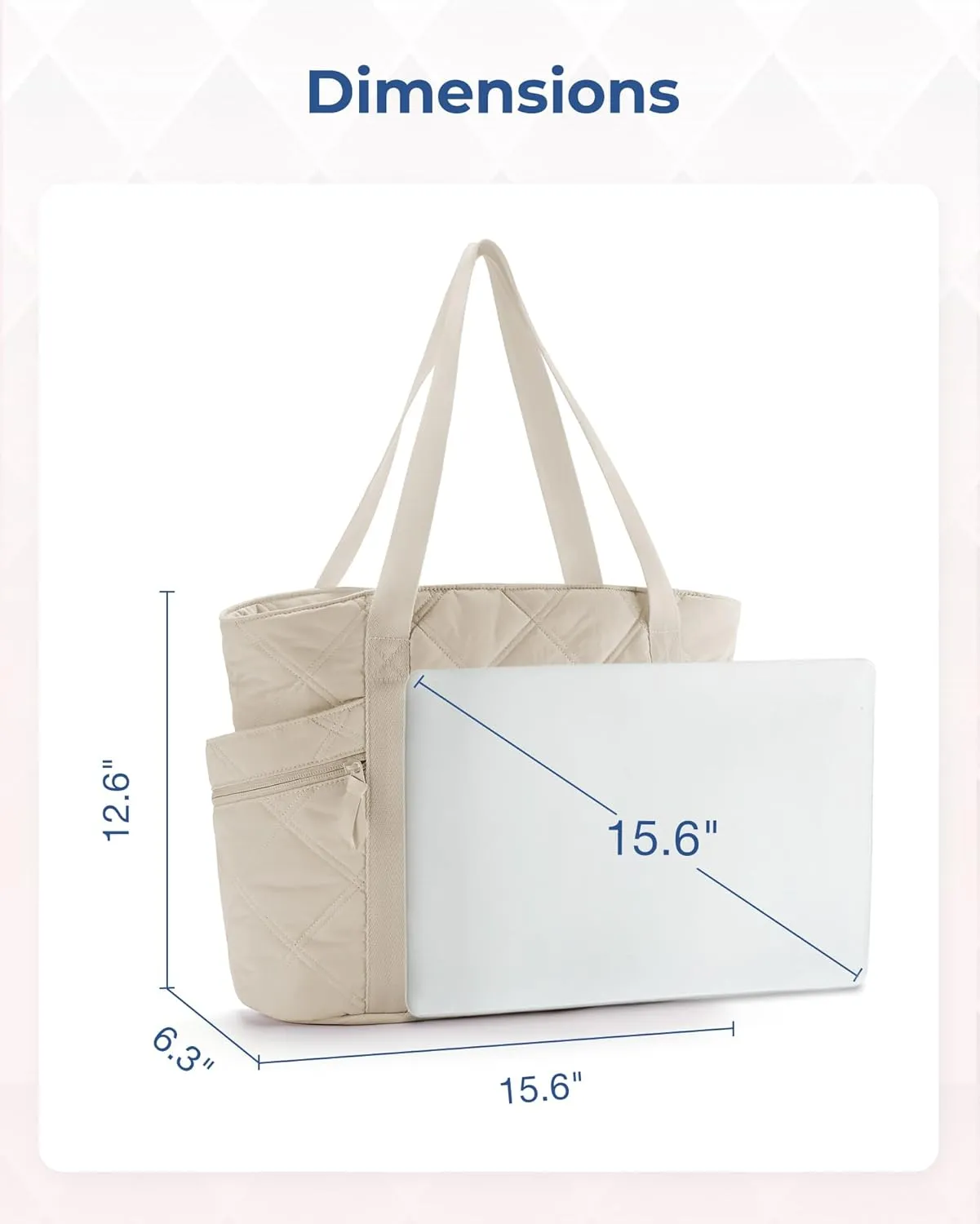 BAGSMART Tote Bag for Women, Puffer Work Tote with Zipper, Travel Essentials Quilted Nurse Travel Hospital Bag