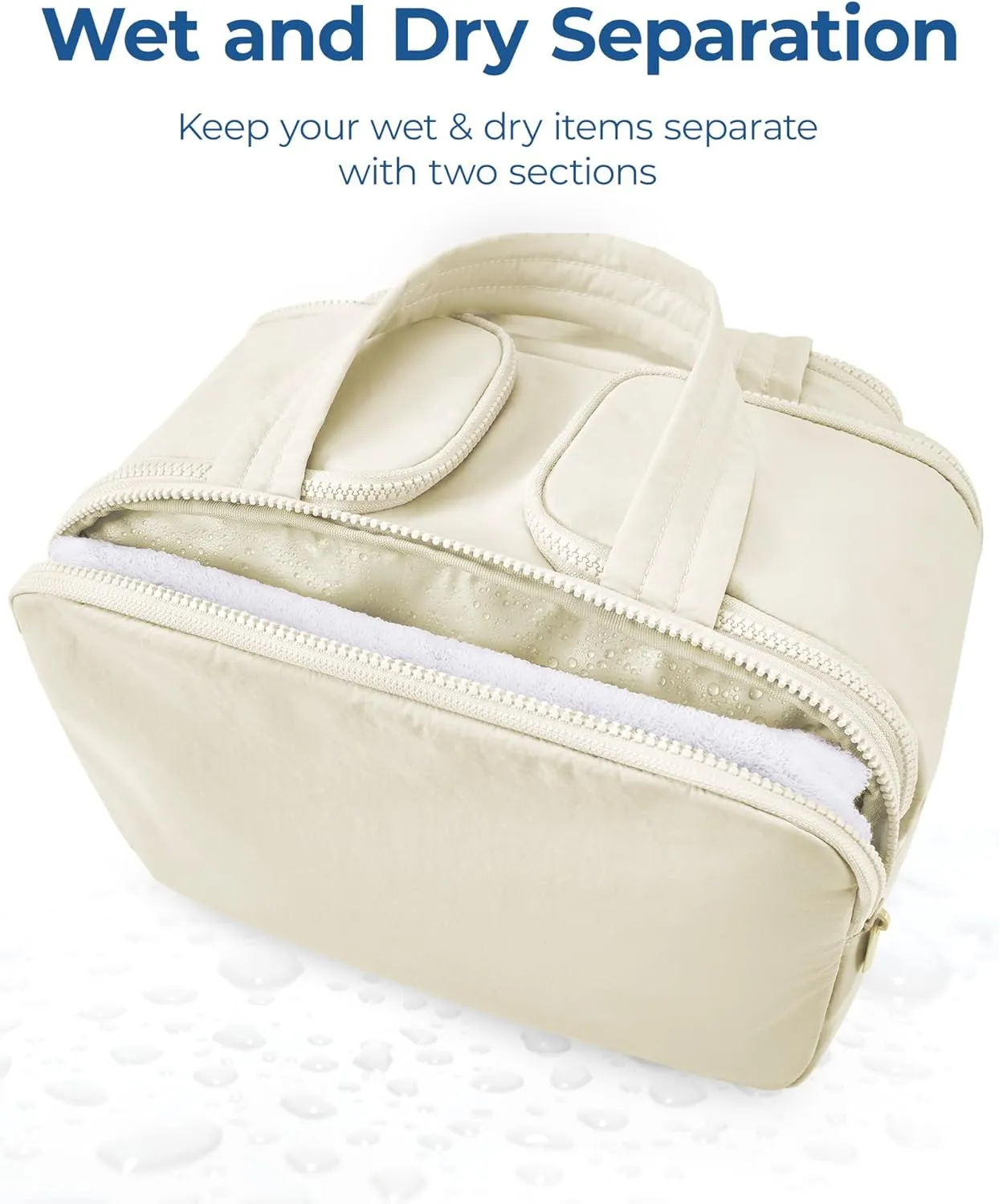 BAGSMART Travel Toiletry Bag, Lightweight Large Wide-open Travel Bag for Women, Puffy Cosmetic Makeup Bag Organizer with Handle for Accessories,Essentials, Toiletries, Grayish Brown