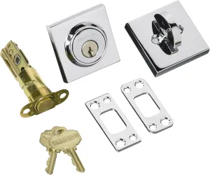 Baldwin Reserve SCCSD260S Single Cylinder Contemporary Square Deadbolt with Smartkey Bright Chrome Finish