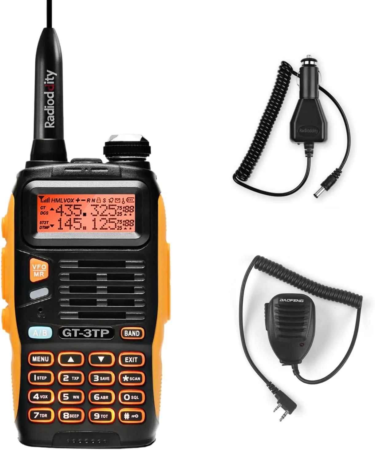 BAOFENG GT-3TP Mark III Handheld Ham Radio, Tri-Power 8/4/1W Two-Way Radio with Speaker Mic Included