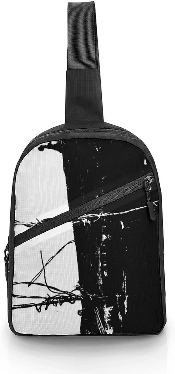 Barbed Black And White Folding Chest Bag with Multiple Pockets Lightweight And Durable Design