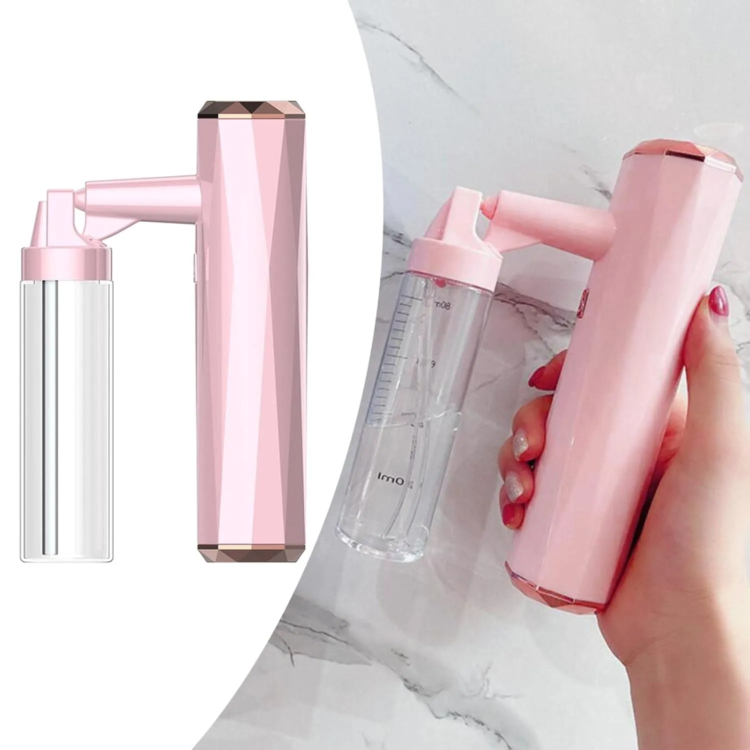barenx Portable Handheld Nano Facial Steamer Humidifier Pores Nano moisturizing Electric Sprayer Sterilization Atomizing for Home Room - Pink
