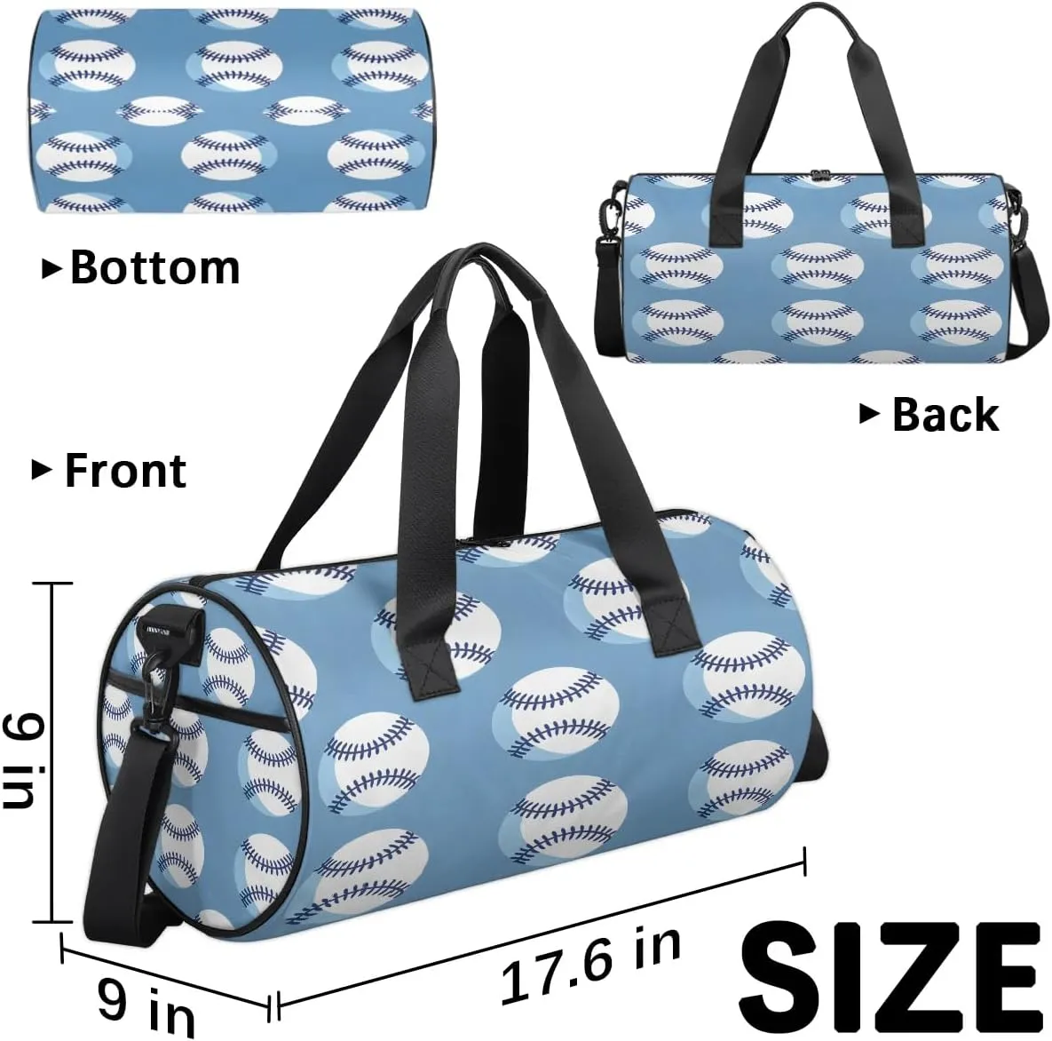 Baseballs Print Gym Bag for Women Men Lightweight Weekender Travel Bag Stylish Duffle Bag for Gym Travel Overnight Carry On