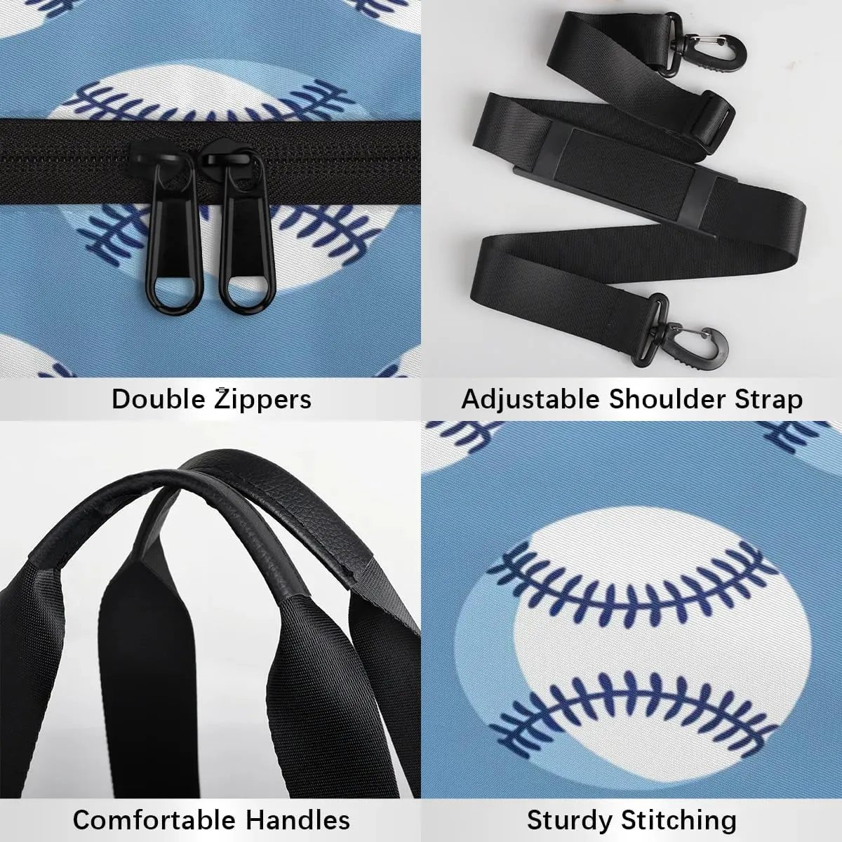 Baseballs Print Gym Bag for Women Men Lightweight Weekender Travel Bag Stylish Duffle Bag for Gym Travel Overnight Carry On