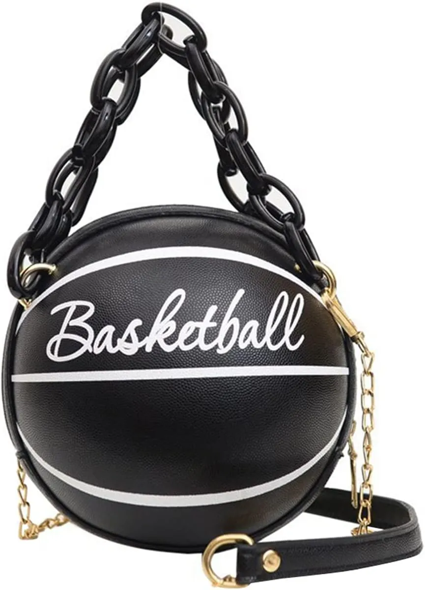 Basketball Shape Mini Handbags Tote, PU Leather Shoulder Cross Body Bag Messenger Purse for Girls Women