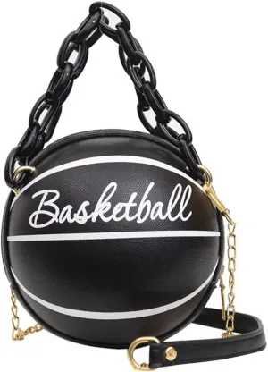 Basketball Shape Mini Handbags Tote, PU Leather Shoulder Cross Body Bag Messenger Purse for Girls Women