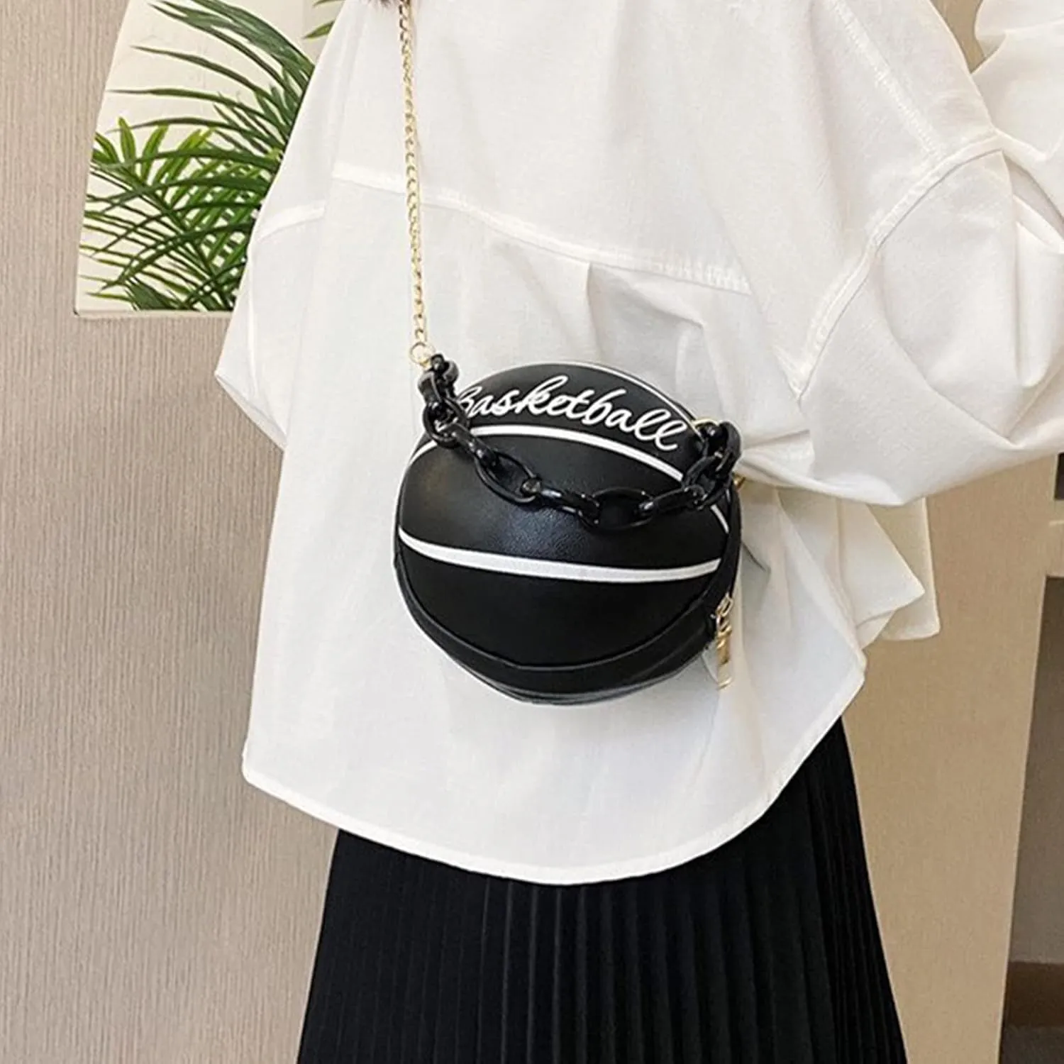 Basketball Shape Mini Handbags Tote, PU Leather Shoulder Cross Body Bag Messenger Purse for Girls Women