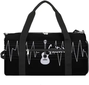Bass Guitar Player Heartbeat Funny Gym Bag Travel Duffel Bags Carry On Weekender Overnight Bag for Women Men