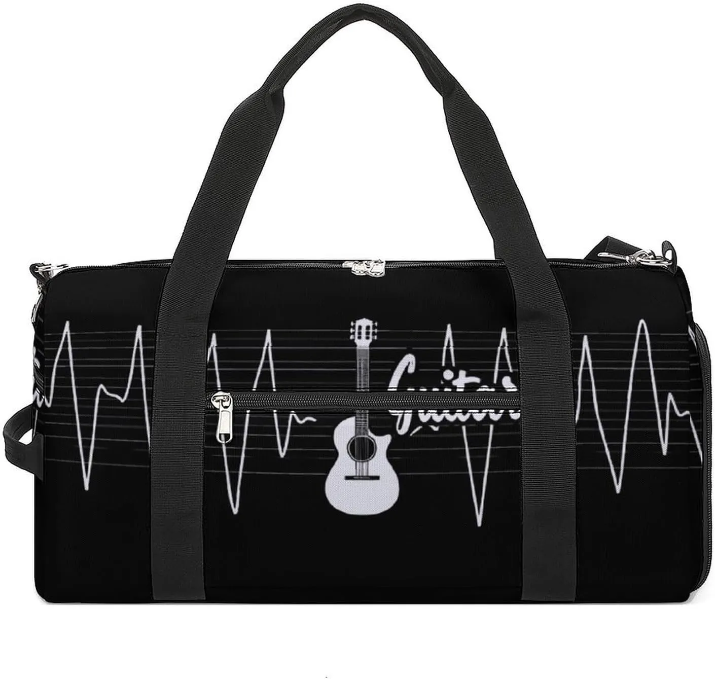 Bass Guitar Player Heartbeat Funny Gym Bag Travel Duffel Bags Carry On Weekender Overnight Bag for Women Men