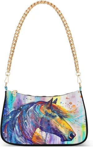 Bat Halloween Women's Chain Shoulder Bag, Metal Chain Strap Zip Purse for Women