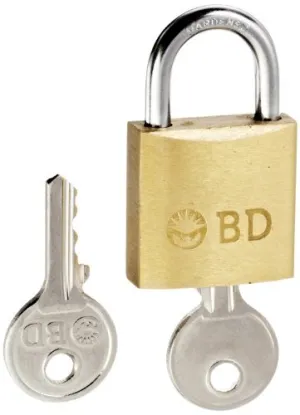 BD Medical 305494 Brass Security Lock with 2 Metal Keys for Sharps Collectors, 1" Width, 1-3/4" Height, 1/4" Depth, Pack of 12