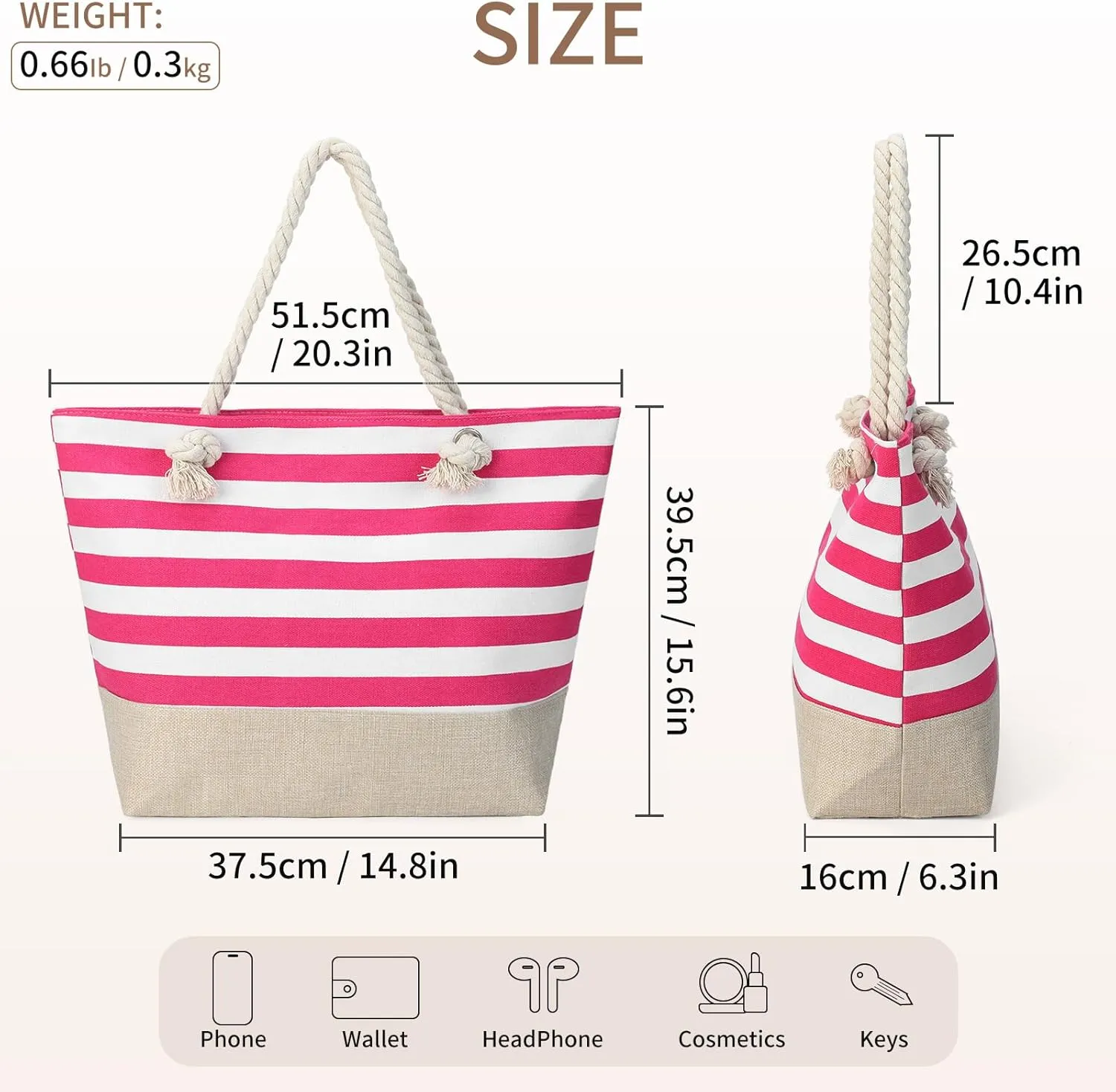 Beach Bags for Women Large Waterproof Tote Bag with Zipper Lightweight Canvas Reusable Grocery Shopping Shoulder Bag