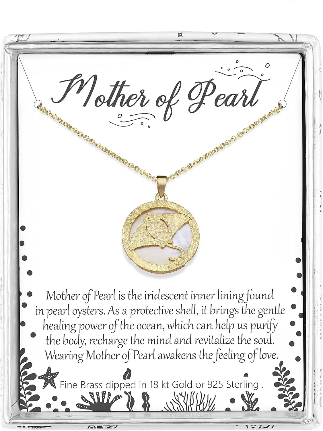 Beach Necklace for Women Dainty Gold Silver Plated Round Mother of Pearl Shell Pendant Cute Stingray Sea Turtle Starfish Necklace for Women Summer Beach Jewelry Gift