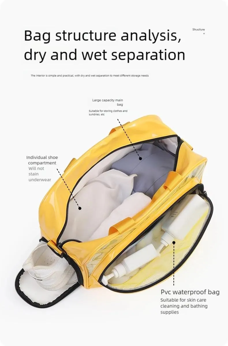 Beach swimming fitness bag, dry-wet separated large-capacity travel handbag (white)