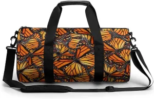 Beautiful Monarch Butterfly Large Capacity Cylindrical Fitness Bag, Hand-held Fitness Bag