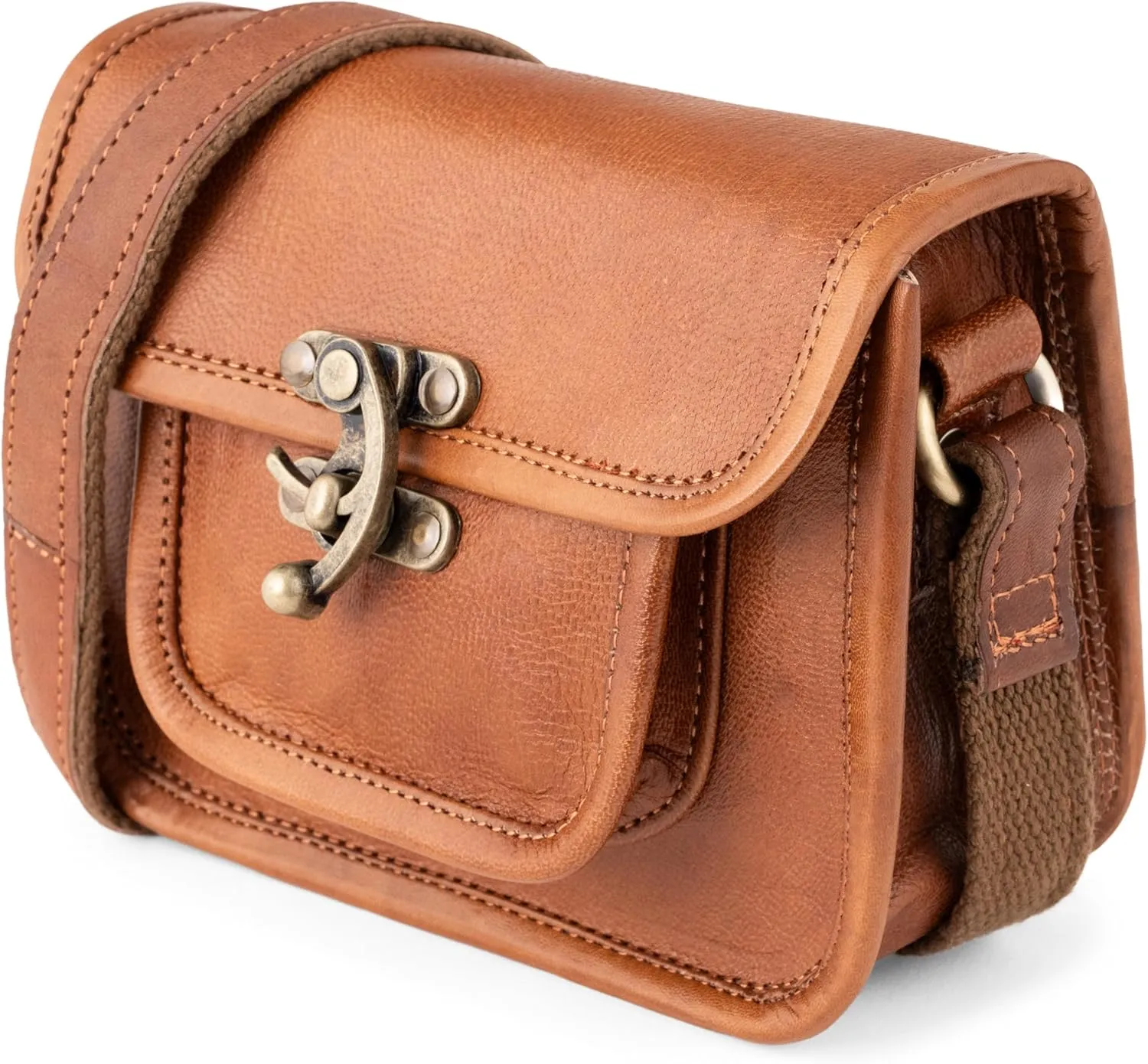 BERLINER BAGS Vintage Genuine Leather Shoulder Bag Helena, Small Crossbody Bag, Handbag for Women - Brown