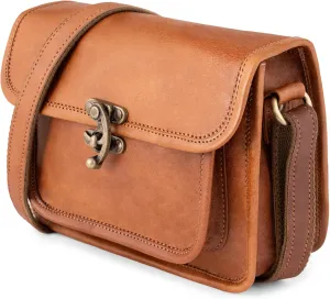 BERLINER BAGS Vintage Genuine Leather Shoulder Bag Helena, Small Crossbody Bag, Handbag for Women - Brown