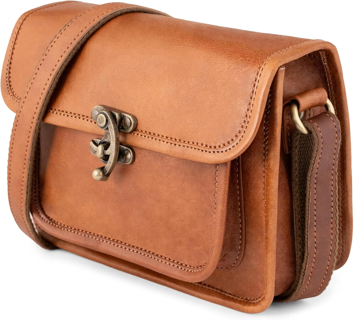 BERLINER BAGS Vintage Genuine Leather Shoulder Bag Helena, Small Crossbody Bag, Handbag for Women - Brown