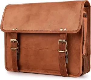 BERLINER BAGS Vintage Leather Messenger Bag York, Briefcase for Men and Women - Brown