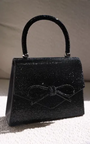 Betty Rhinestone Bag - Black Bow
