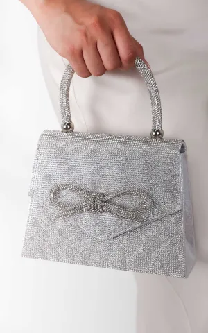 Betty Rhinestone Bag - Silver Bow