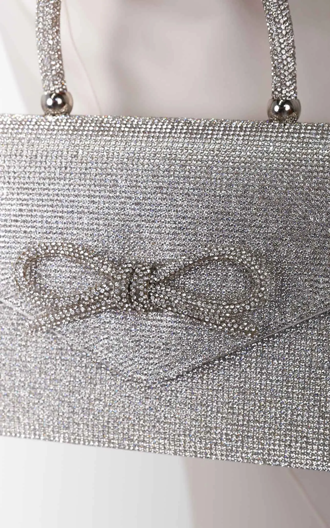 Betty Rhinestone Bag - Silver Bow