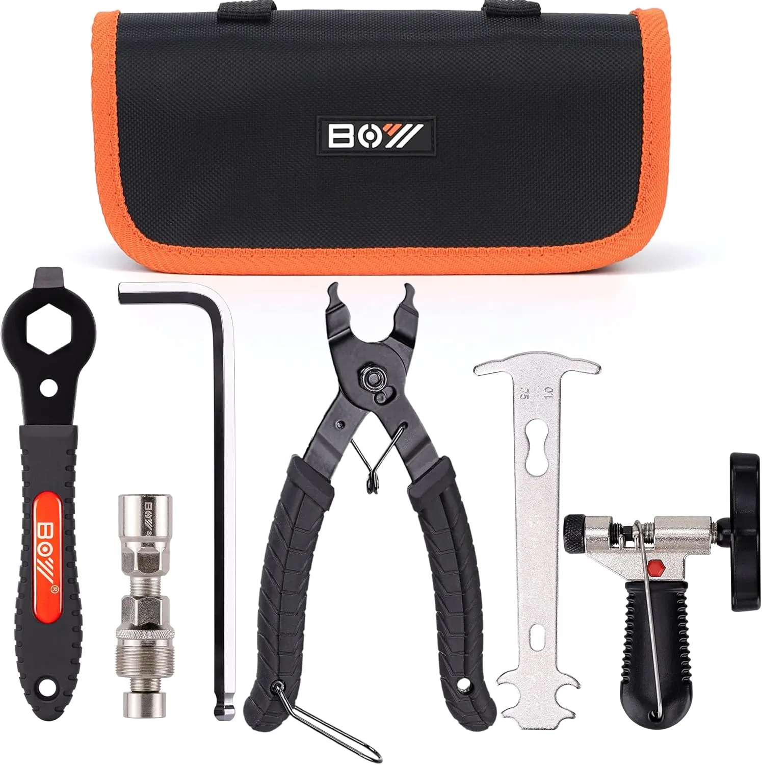 Bike Chain and Crank Repair Tool Kit with Bag, Chain Breaker & Link Pliers & Chain Measuring/Checker   Crank Puller, Must-Have for Cyclist for Emergency/Repairs/Removing/Replacing/Maintenance/Gift