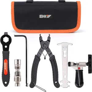 Bike Chain and Crank Repair Tool Kit with Bag, Chain Breaker & Link Pliers & Chain Measuring/Checker   Crank Puller, Must-Have for Cyclist for Emergency/Repairs/Removing/Replacing/Maintenance/Gift