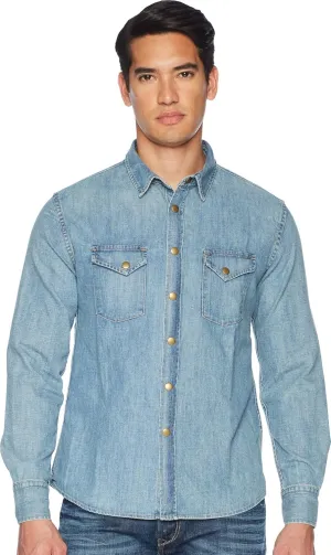 Billy Reid Men's Denim Brass Snap Work Shirt