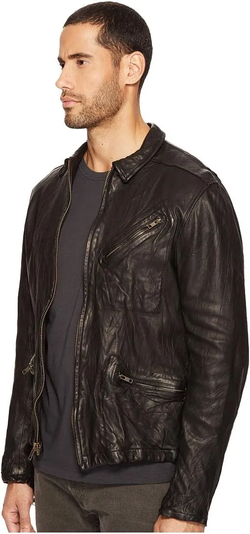 Billy Reid Men's Leather Antique Brass Zip Blake Jacket