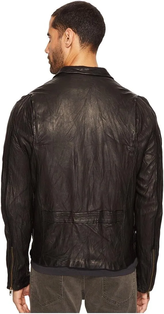 Billy Reid Men's Leather Antique Brass Zip Blake Jacket