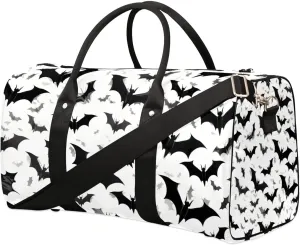 Black Bats Horror Halloween Pattern Travel Duffel Bag for Women Men Waterproof Foldable Overnight Weekender Bag Large Capacity Sports Gym Bag