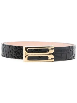 Black Calf Leather Belt With Patent Finish And Gold-Tone Buckle
