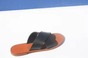 Black - Camel Sole - Cross Sandals
