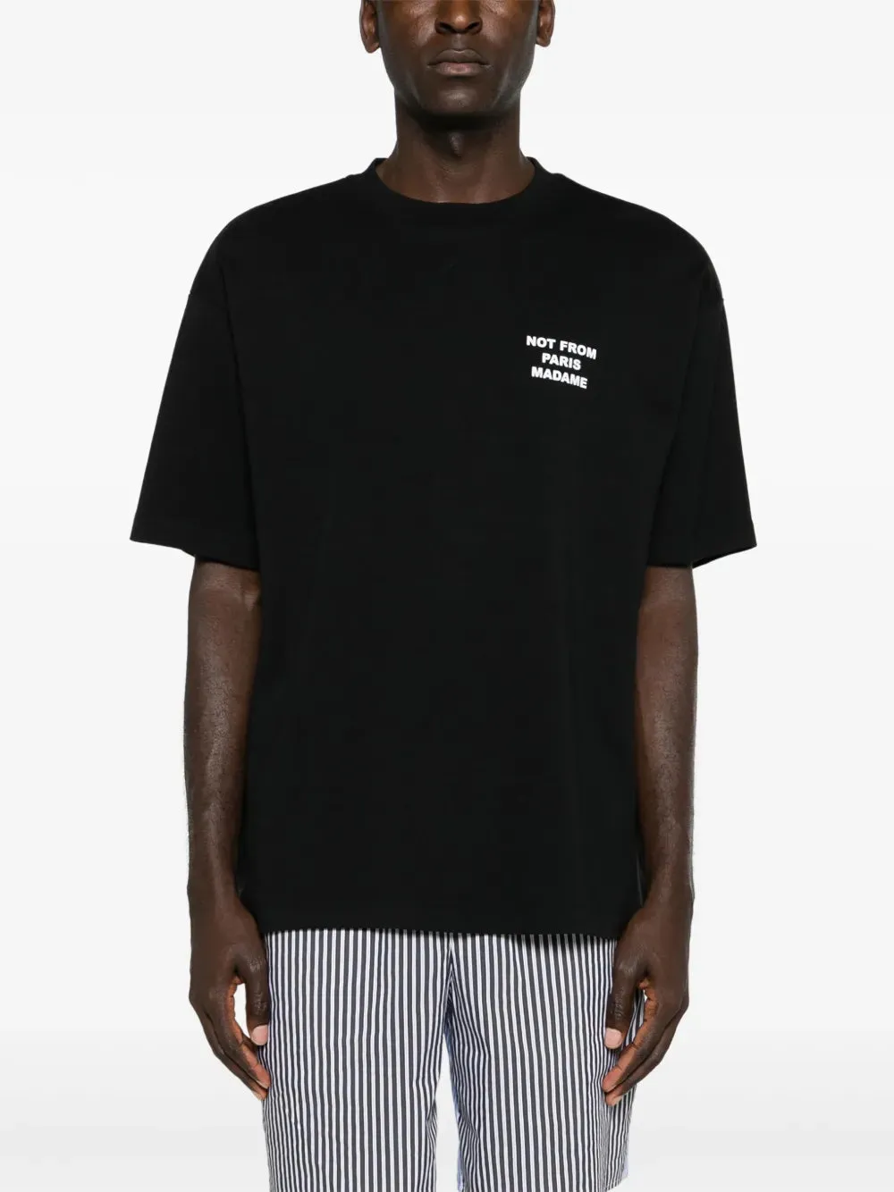 Black Cotton Slogan T-shirt