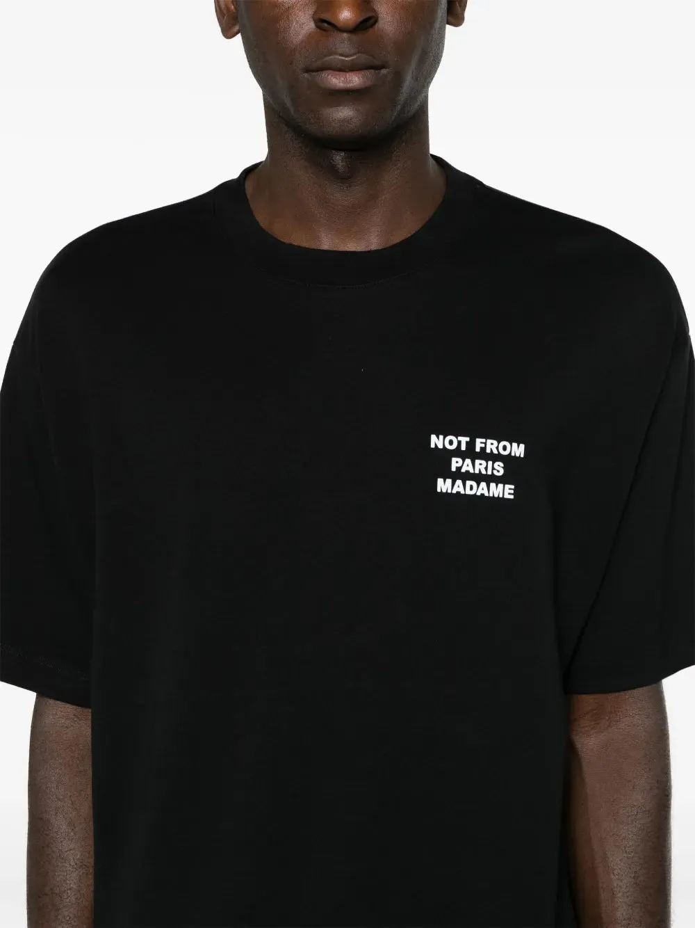 Black Cotton Slogan T-shirt
