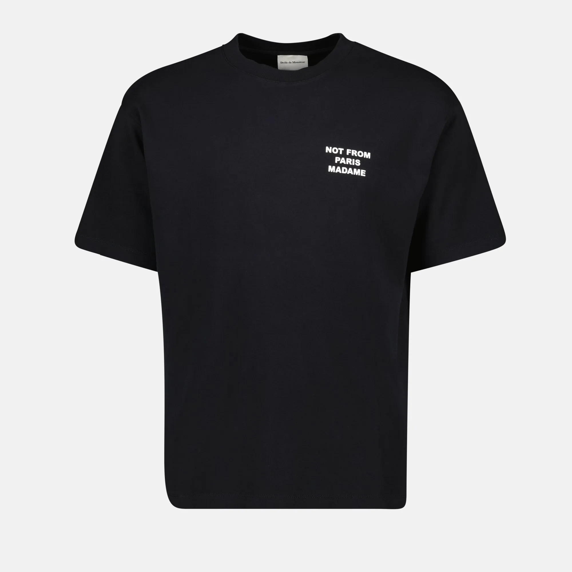 Black Cotton Slogan T-shirt