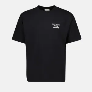 Black Cotton Slogan T-shirt