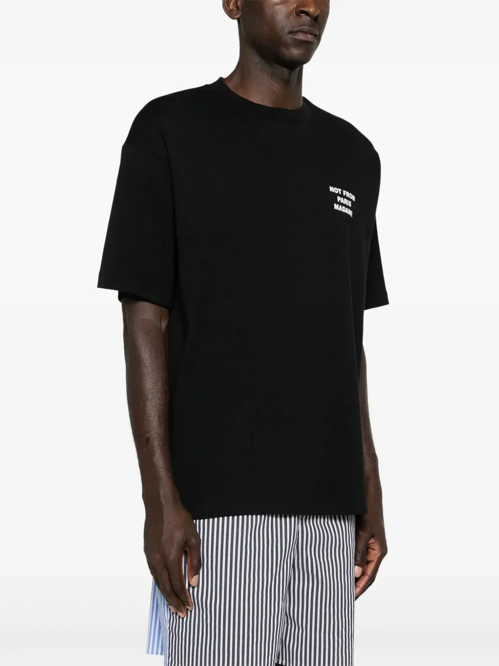 Black Cotton Slogan T-shirt