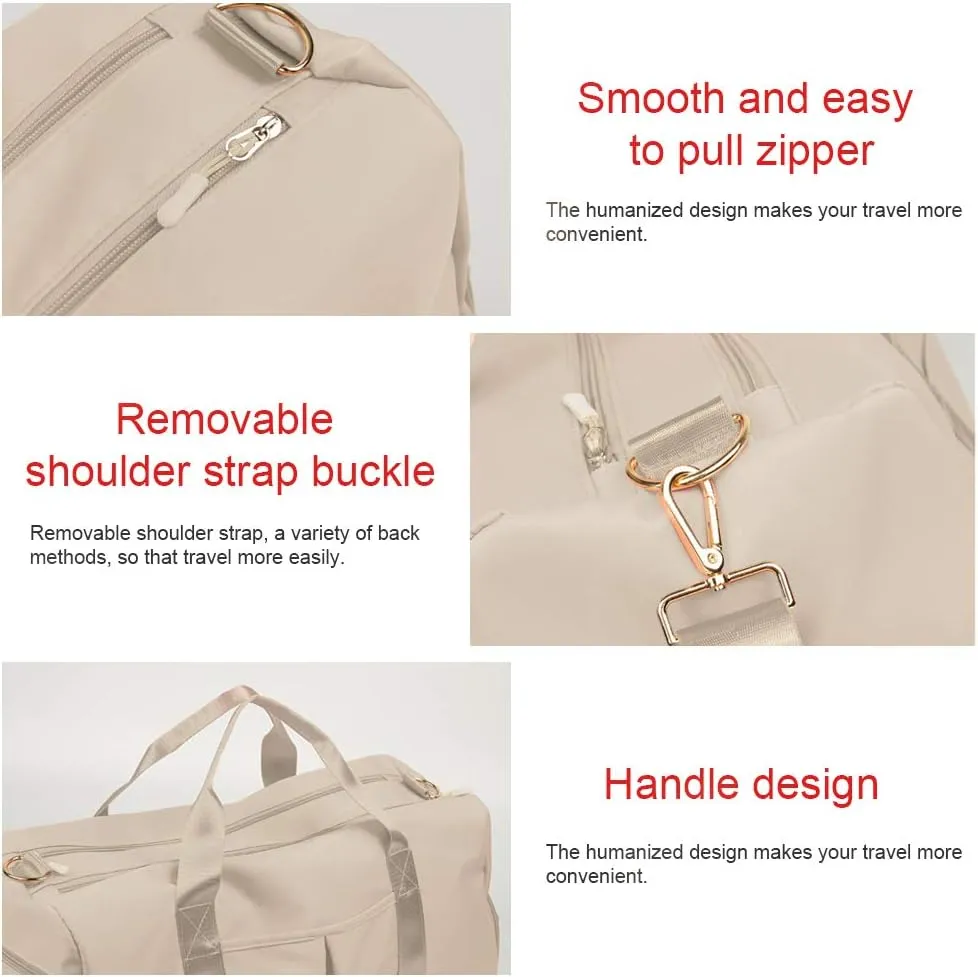 Blackwheel Sports Gym Bag With Shoe Bag Wet Bag Duffle Bag Waterproof Travel Bag for Women Cute Gym Bag Beige 29L
