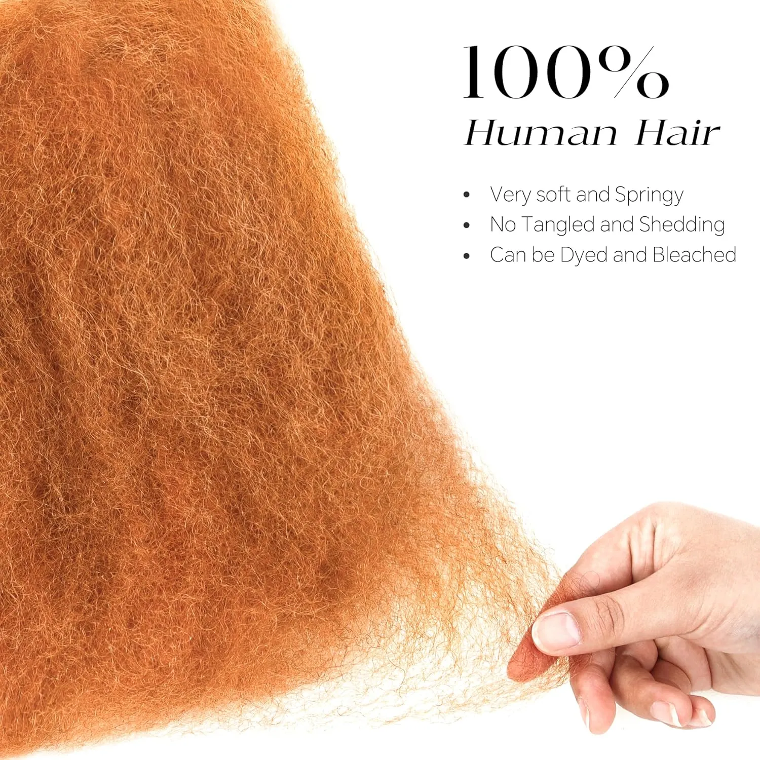 BLL Afro Kinkys Bulk Human Hair-100% Human Hair for Mini Twist Braiding Dreadlock Loc Extensions Afro Kinky Curly Hair Bulk Black Color (350#, 16 Inch Pack Of 1)