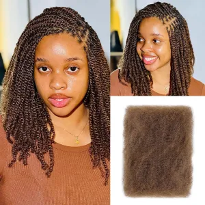 BLL Afro Kinkys Bulk Human Hair-100% Human Hair for Mini Twist Braiding Dreadlock Loc Extensions Afro Kinky Curly Hair Bulk Black Color (4#, 16 Inch (Pack Of 1))