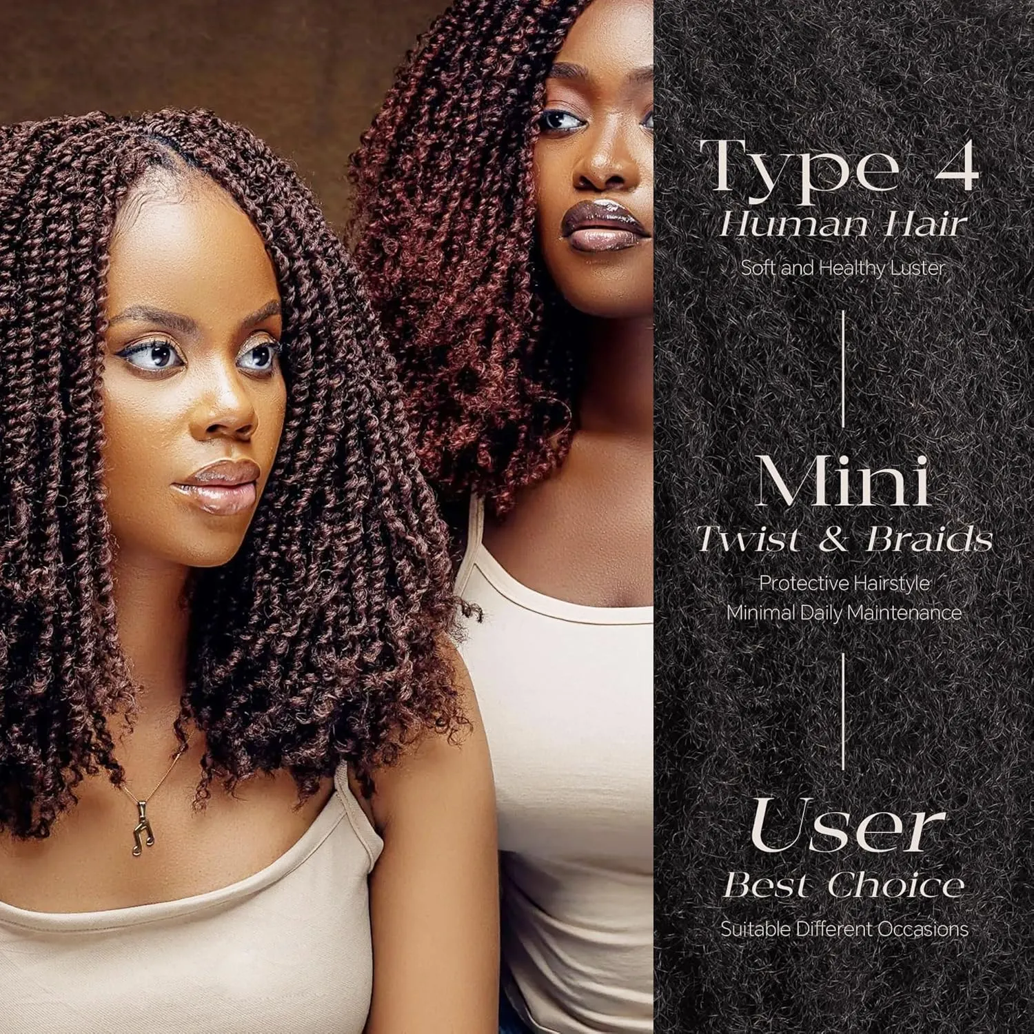 BLL Afro Kinkys Bulk Human Hair-100% Human Hair for Mini Twist Braiding Dreadlock Loc Extensions Afro Kinky Curly Hair Bulk Black Color (4#, 16 Inch (Pack Of 1))