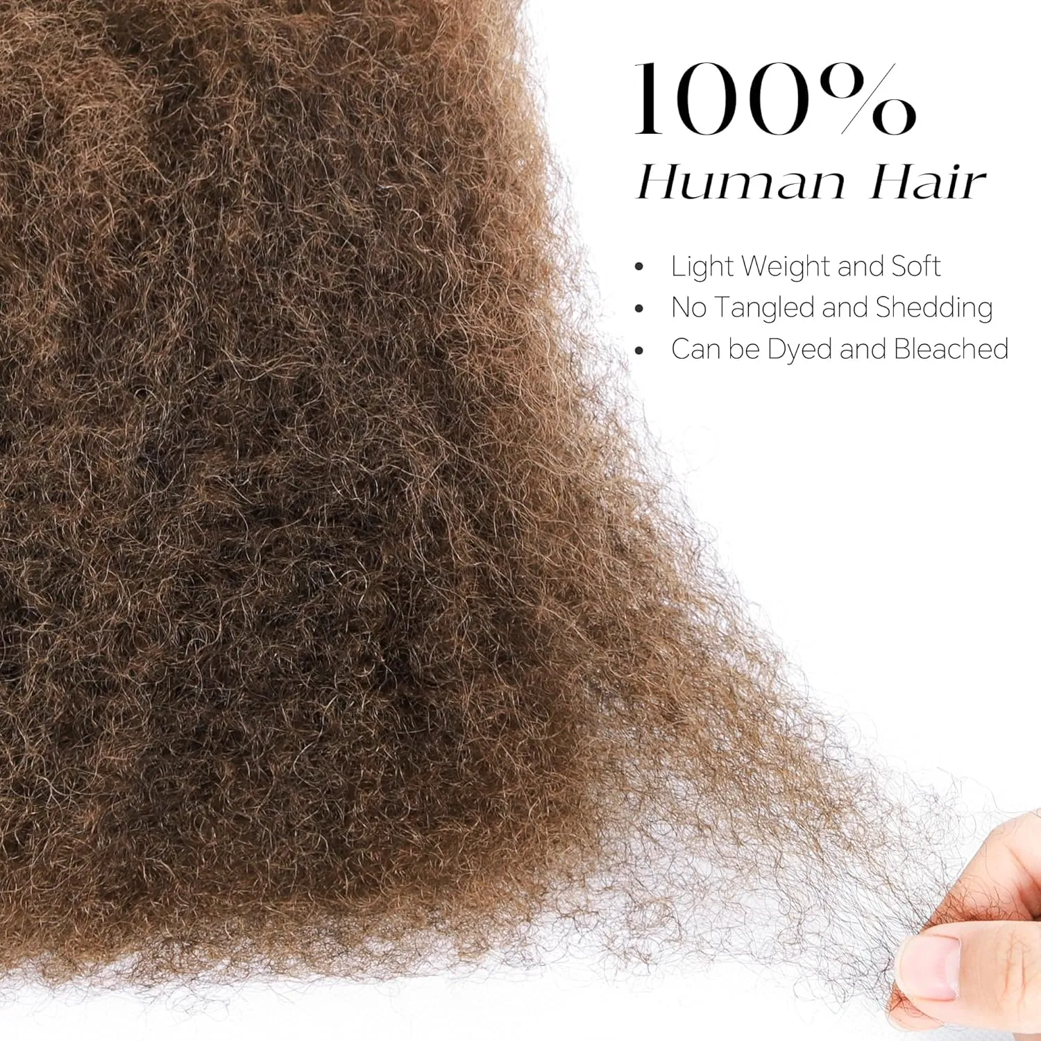 BLL Afro Kinkys Bulk Human Hair-100% Human Hair for Mini Twist Braiding Dreadlock Loc Extensions Afro Kinky Curly Hair Bulk Black Color (4#, 16 Inch (Pack Of 1))