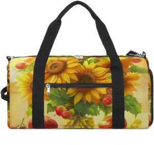 Blooming Sunflowers in Vase Gym Bag for Men Women Lightweight Duffel Bag Sports Workout Bag for Travel Yoga