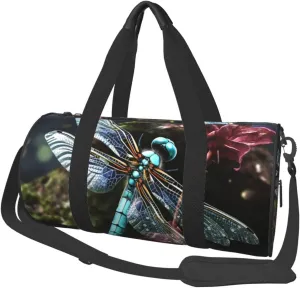 Blue Dragonfly Travel Bag for Women Men Gym Bag Large Duffle Bag Weekender Overnight Bag with Shoulder Strap